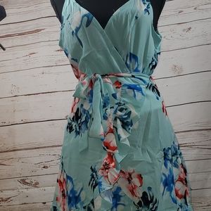 Flowe Ruffled Overlap Tie Waist Dress